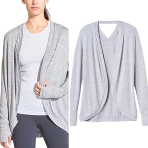 Athleta Drape Pose Wrap Cardigan, Light Gray, Size XS